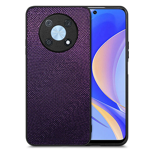 Soft Silicone Gel Leather Snap On Case Cover S02D for Huawei Enjoy 50 Pro Purple