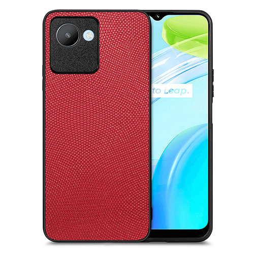 Soft Silicone Gel Leather Snap On Case Cover S02D for Realme C30 Red