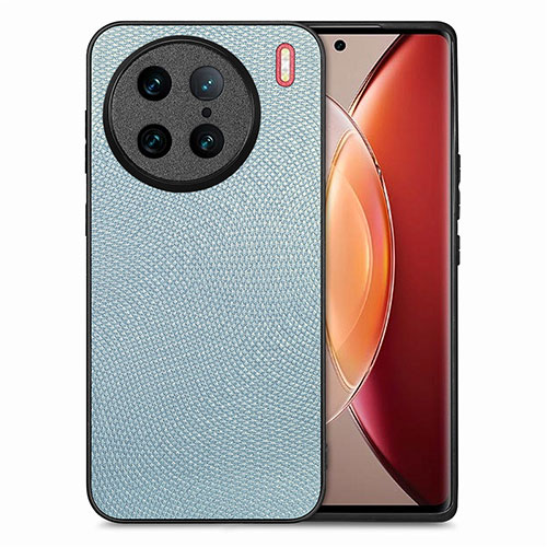 Soft Silicone Gel Leather Snap On Case Cover S02D for Vivo X90 Pro 5G Sky Blue