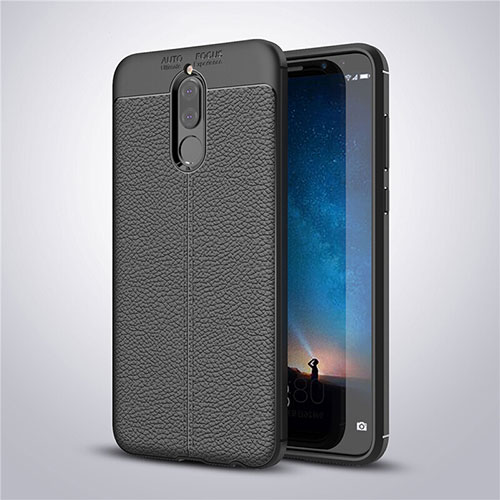 Soft Silicone Gel Leather Snap On Case Cover S03 for Huawei Mate 10 Lite Black