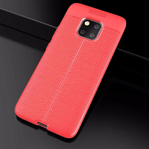 Soft Silicone Gel Leather Snap On Case Cover S03 for Huawei Mate 20 Pro Red