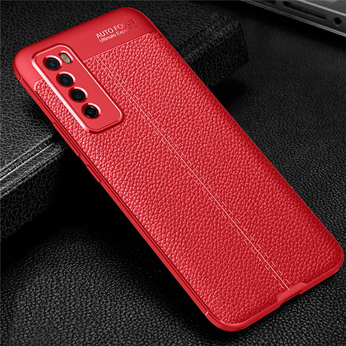 Soft Silicone Gel Leather Snap On Case Cover S03 for Huawei Nova 7 5G Red