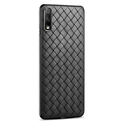 Soft Silicone Gel Leather Snap On Case Cover S03 for Huawei P Smart Z (2019) Black