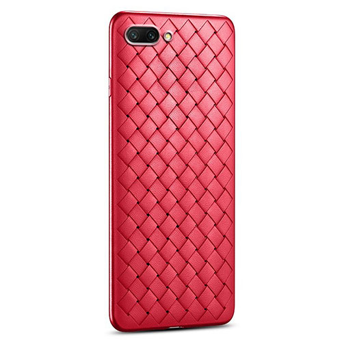 Soft Silicone Gel Leather Snap On Case Cover S03 for Oppo A5 Red