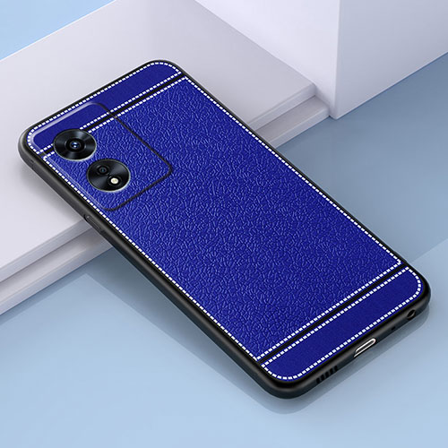 Soft Silicone Gel Leather Snap On Case Cover S03 for Oppo A97 5G Blue