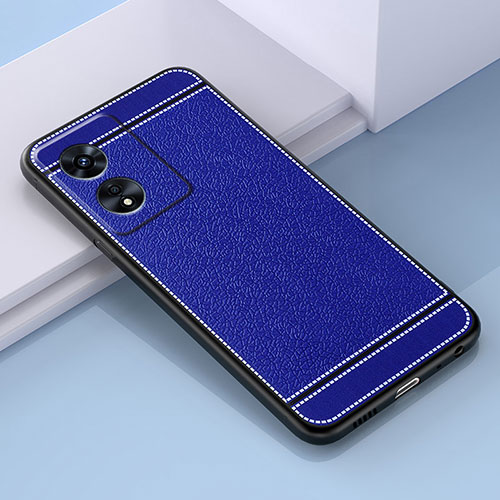 Soft Silicone Gel Leather Snap On Case Cover S03 for Oppo A98 5G Blue