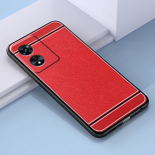 Soft Silicone Gel Leather Snap On Case Cover S03 for Oppo F23 5G Red