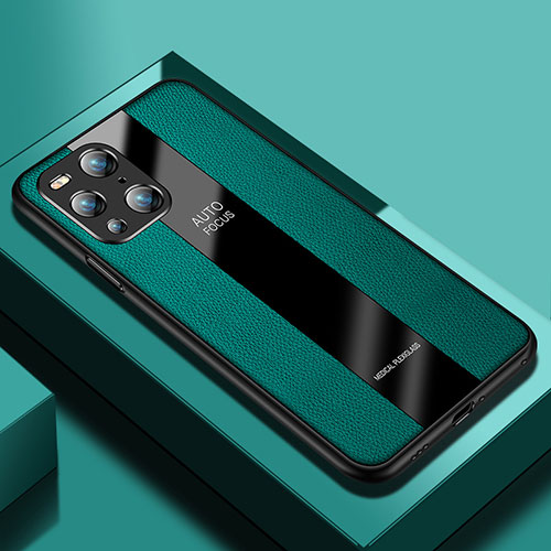 Soft Silicone Gel Leather Snap On Case Cover S03 for Oppo Find X3 Pro 5G Green