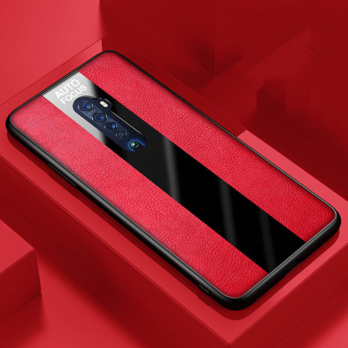 Soft Silicone Gel Leather Snap On Case Cover S03 for Oppo Reno2 Red