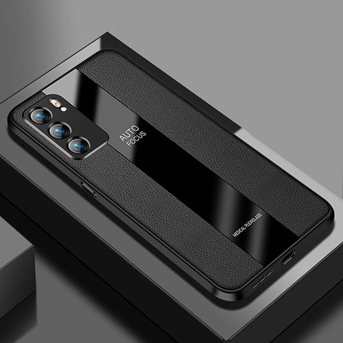 Soft Silicone Gel Leather Snap On Case Cover S03 for Oppo Reno6 5G Black