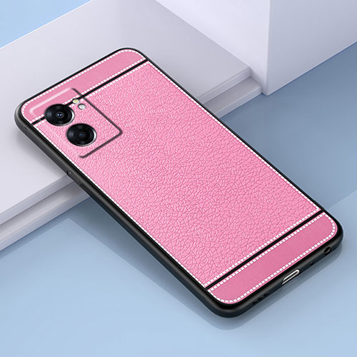 Soft Silicone Gel Leather Snap On Case Cover S03 for Realme V23i 5G Pink