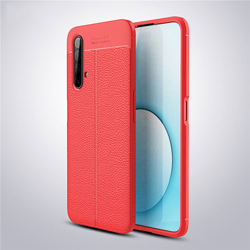 Soft Silicone Gel Leather Snap On Case Cover S03 for Realme X50m 5G Red