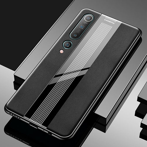 Soft Silicone Gel Leather Snap On Case Cover S03 for Xiaomi Mi 10 Black