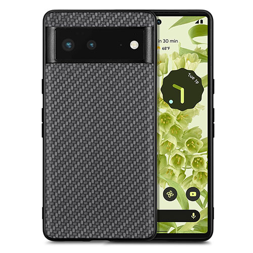 Soft Silicone Gel Leather Snap On Case Cover S03D for Google Pixel 6 5G Black