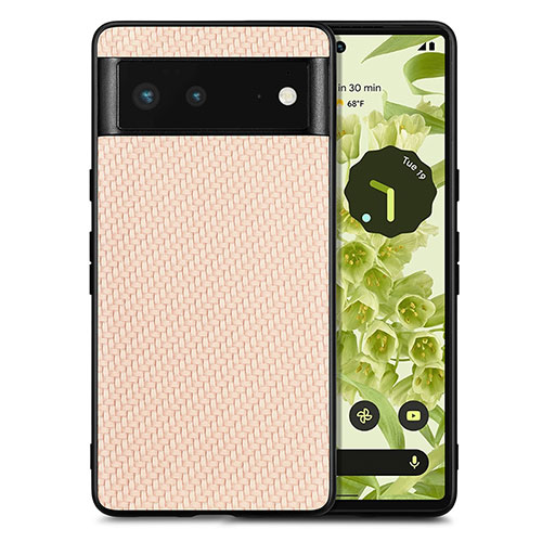 Soft Silicone Gel Leather Snap On Case Cover S03D for Google Pixel 6 5G Gold