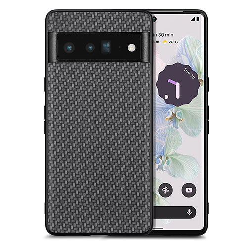 Soft Silicone Gel Leather Snap On Case Cover S03D for Google Pixel 6 Pro 5G Black