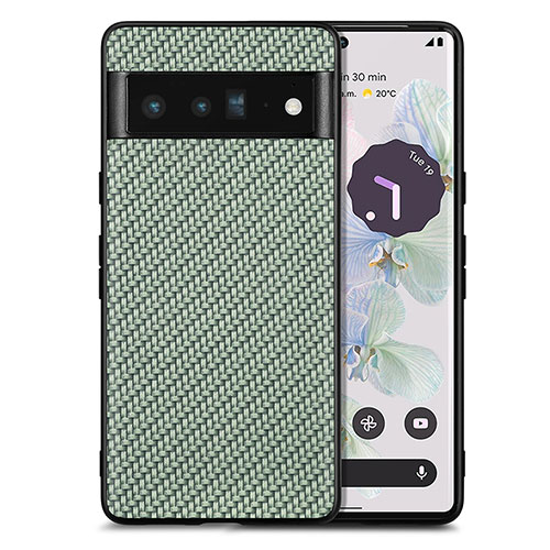 Soft Silicone Gel Leather Snap On Case Cover S03D for Google Pixel 6 Pro 5G Green