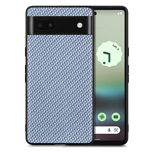 Soft Silicone Gel Leather Snap On Case Cover S03D for Google Pixel 6a 5G Blue