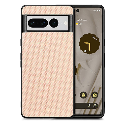 Soft Silicone Gel Leather Snap On Case Cover S03D for Google Pixel 7 Pro 5G Gold