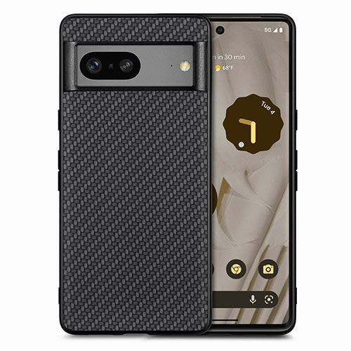 Soft Silicone Gel Leather Snap On Case Cover S03D for Google Pixel 7a 5G Black