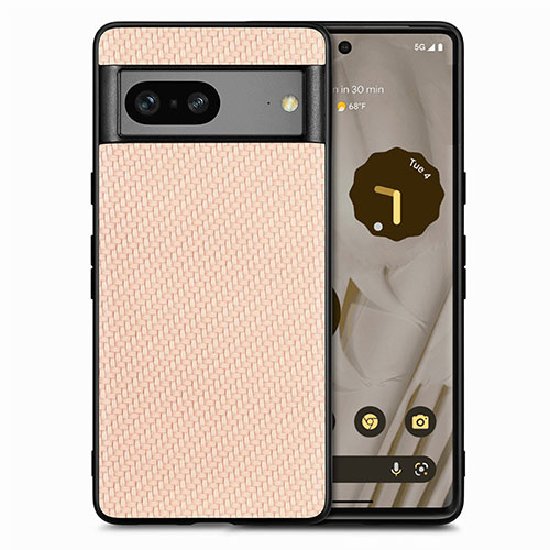 Soft Silicone Gel Leather Snap On Case Cover S03D for Google Pixel 7a 5G Gold