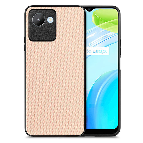 Soft Silicone Gel Leather Snap On Case Cover S03D for Realme C30 Gold