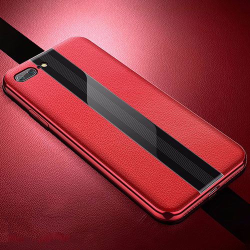 Soft Silicone Gel Leather Snap On Case Cover S04 for Apple iPhone 7 Plus Red