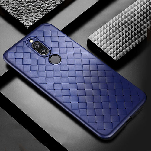 Soft Silicone Gel Leather Snap On Case Cover S04 for Huawei Mate 10 Lite Blue