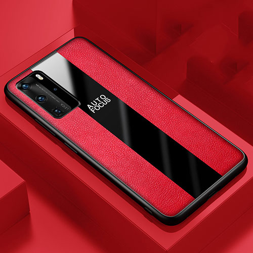 Soft Silicone Gel Leather Snap On Case Cover S04 for Huawei P40 Pro Red