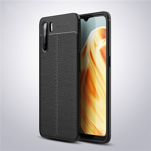 Soft Silicone Gel Leather Snap On Case Cover S04 for Oppo A91 Black