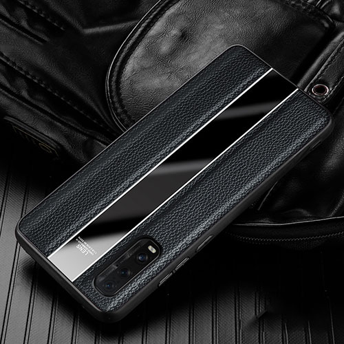 Soft Silicone Gel Leather Snap On Case Cover S04 for Oppo Find X2 Black