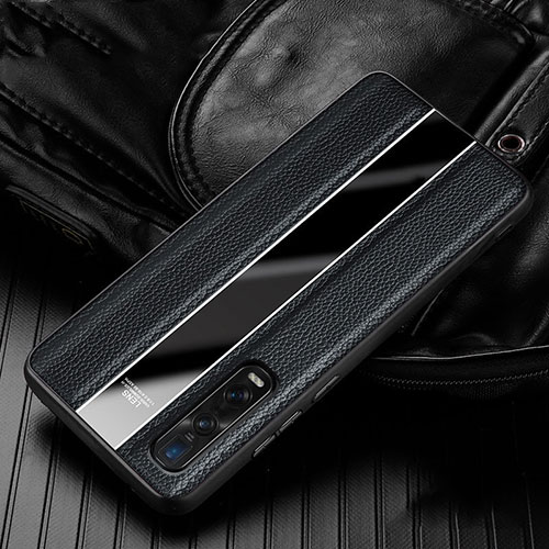 Soft Silicone Gel Leather Snap On Case Cover S04 for Oppo Find X2 Pro Black