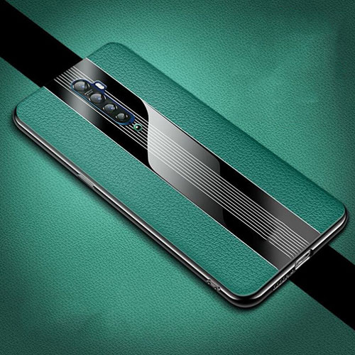Soft Silicone Gel Leather Snap On Case Cover S04 for Oppo Reno2 Green