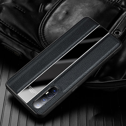 Soft Silicone Gel Leather Snap On Case Cover S04 for Oppo Reno3 Pro Black