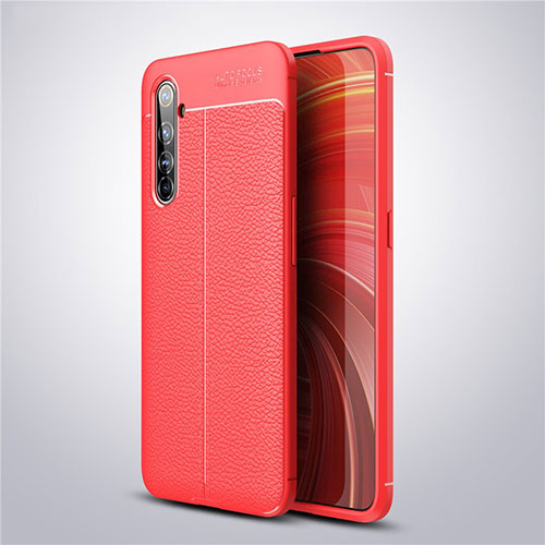 Soft Silicone Gel Leather Snap On Case Cover S04 for Realme X50 Pro 5G Red