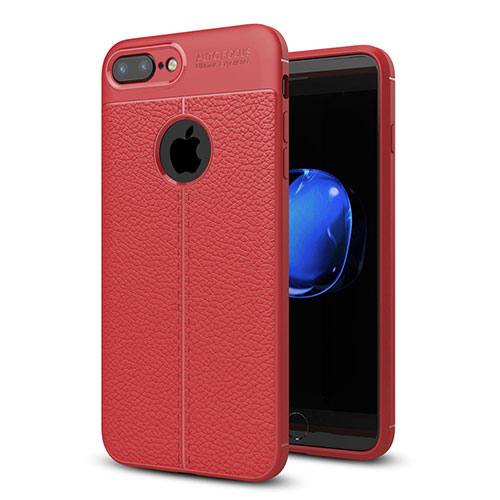 Soft Silicone Gel Leather Snap On Case Cover S05 for Apple iPhone 8 Plus Red