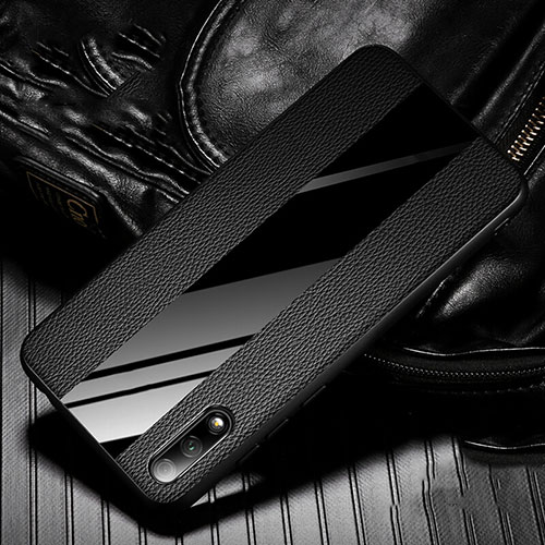 Soft Silicone Gel Leather Snap On Case Cover S05 for Huawei P Smart Z (2019) Black