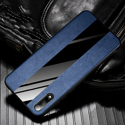 Soft Silicone Gel Leather Snap On Case Cover S05 for Huawei P Smart Z (2019) Blue