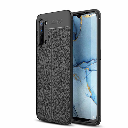 Soft Silicone Gel Leather Snap On Case Cover S05 for Oppo Reno3 Black