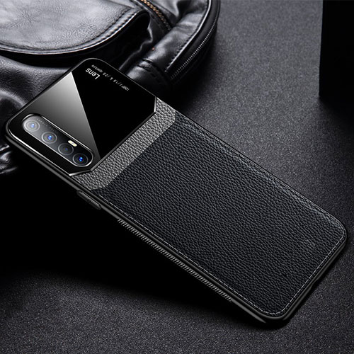 Soft Silicone Gel Leather Snap On Case Cover S05 for Oppo Reno3 Pro Black