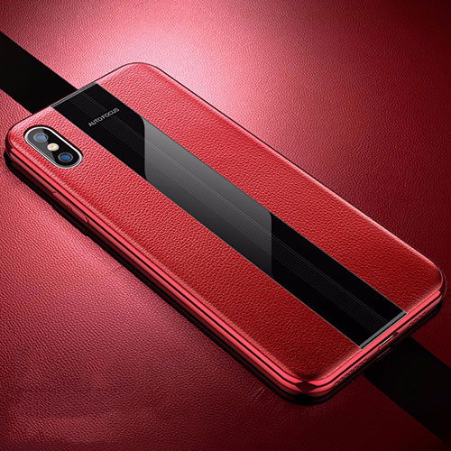 Soft Silicone Gel Leather Snap On Case Cover S06 for Apple iPhone Xs Max Red