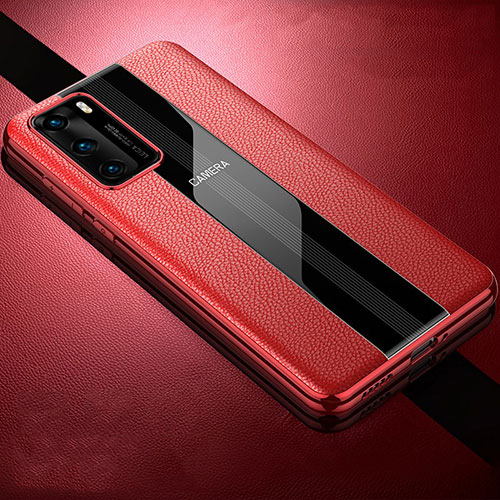 Soft Silicone Gel Leather Snap On Case Cover S06 for Huawei P40 Red