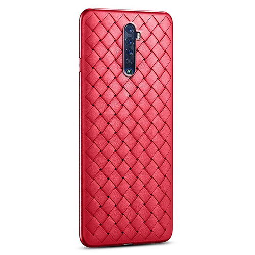 Soft Silicone Gel Leather Snap On Case Cover S06 for Oppo Reno2 Red