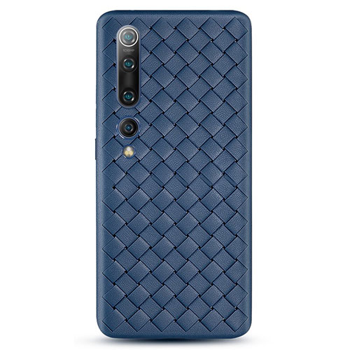 Soft Silicone Gel Leather Snap On Case Cover S07 for Xiaomi Mi 10 Blue