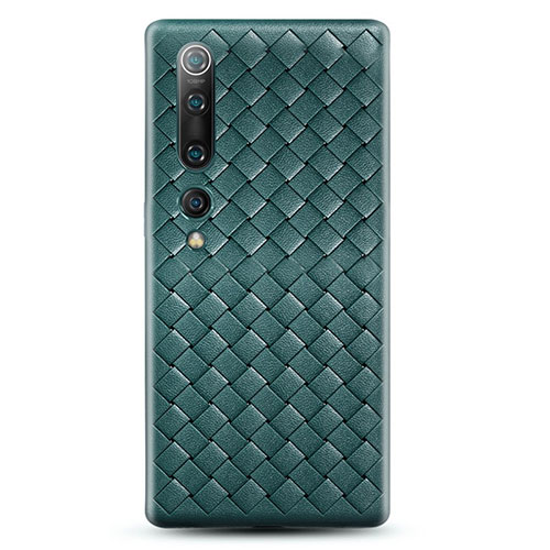 Soft Silicone Gel Leather Snap On Case Cover S07 for Xiaomi Mi 10 Green