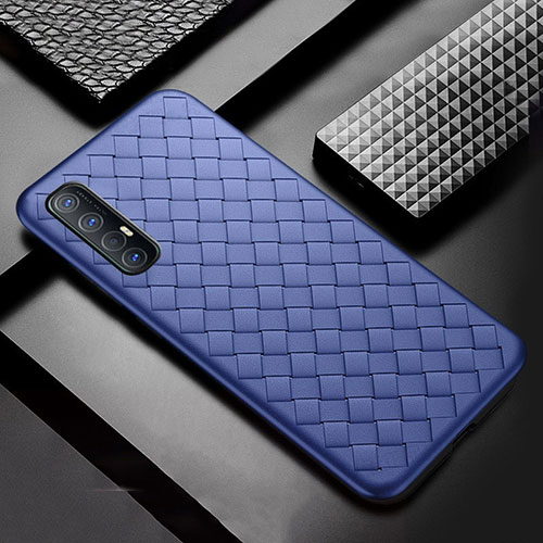 Soft Silicone Gel Leather Snap On Case Cover S08 for Oppo Reno3 Pro Blue