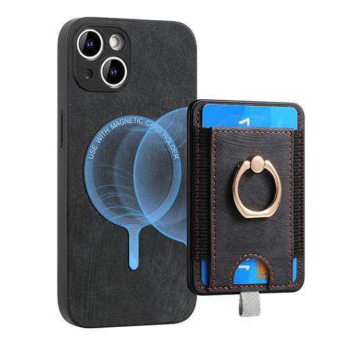 Soft Silicone Gel Leather Snap On Case Cover SD1 for Apple iPhone 14 Black