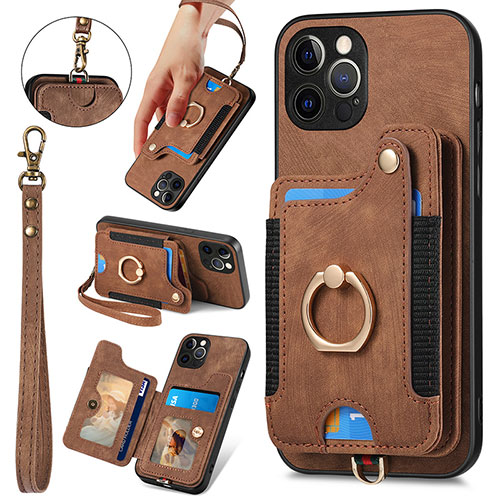 Soft Silicone Gel Leather Snap On Case Cover SD1 for Apple iPhone 15 Pro Max Brown