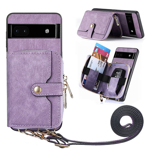 Soft Silicone Gel Leather Snap On Case Cover SD1 for Google Pixel 6a 5G Clove Purple