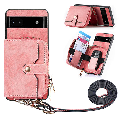Soft Silicone Gel Leather Snap On Case Cover SD1 for Google Pixel 6a 5G Pink